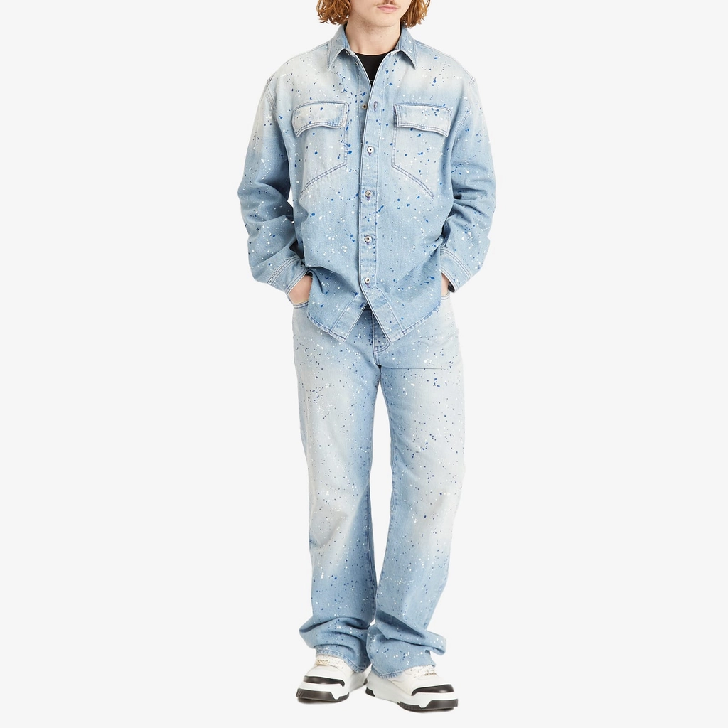 Off White Men's Paint Denim Relaxed Jeans Navy Blue